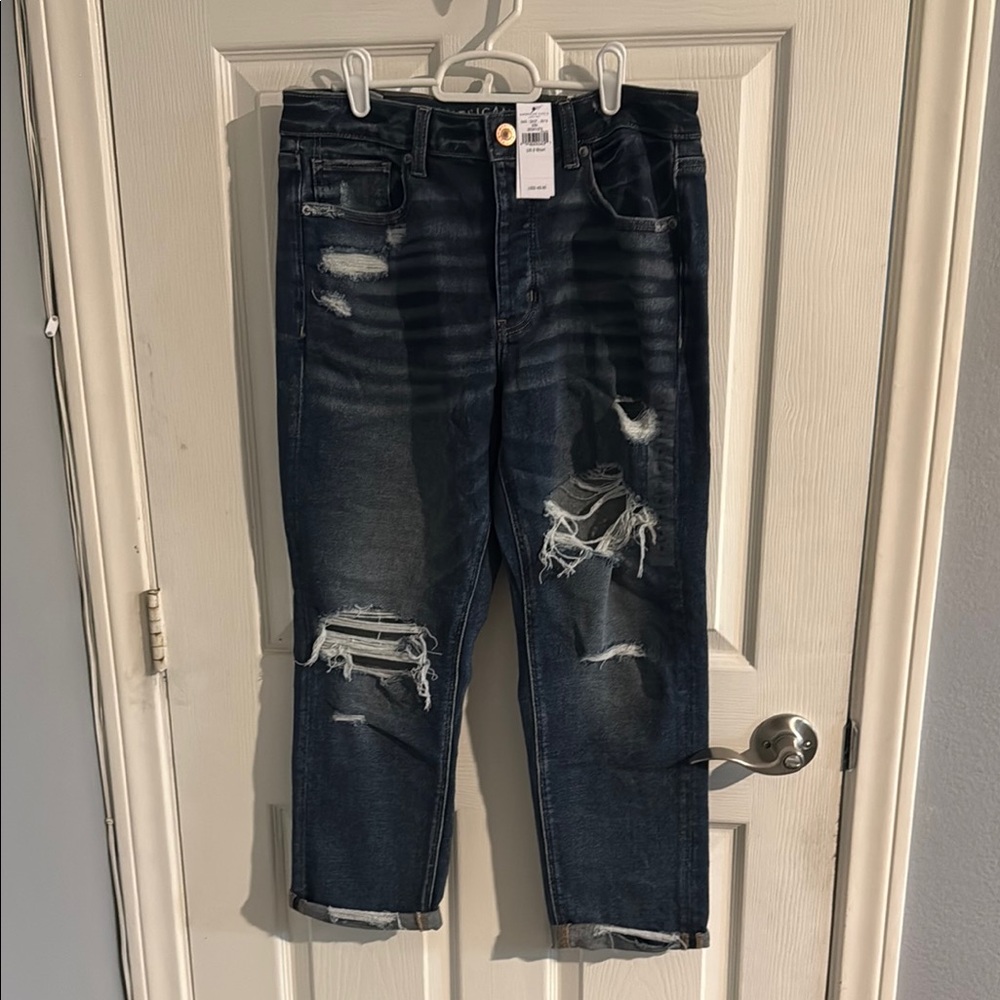 American Eagle Outfitters Men's Relaxed Distressed Jeans - Dark Blue